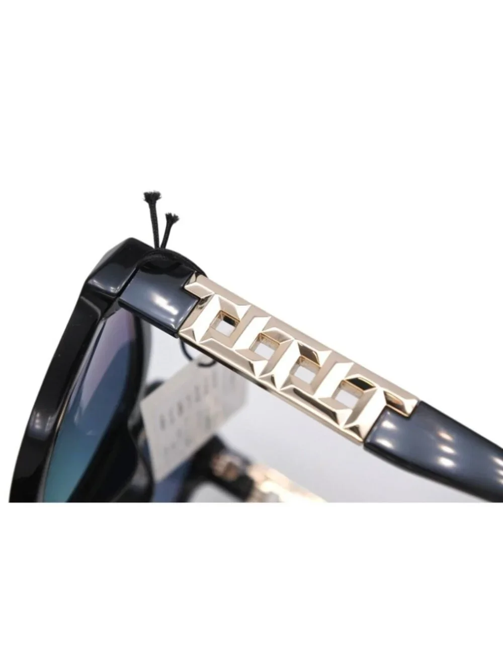 Tiffany & Co Chain Temple Sunglasses Black Blue Gold HardWear 19 Eyewear